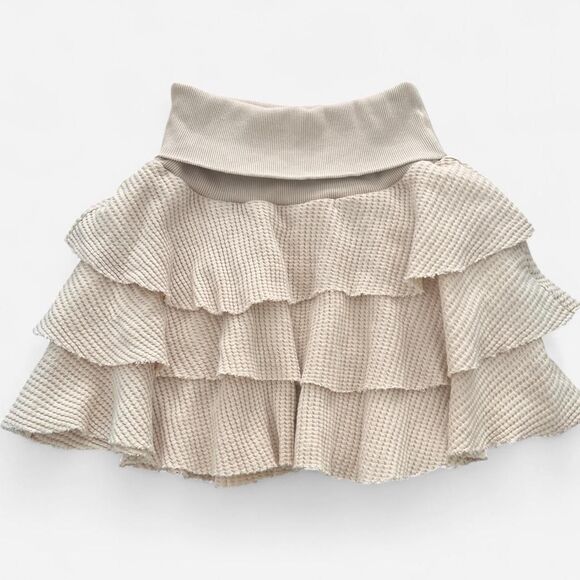 Free People One Alphina Cream Ruffle Thermal Mini Skirt – XS cottagecore whimsy - Picture 2 of 8